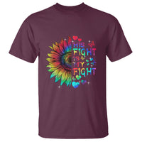 Sunflower Autism T Shirt His Fight is My Fight Rainbow - Wonder Print Shop
