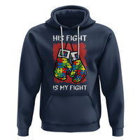 Autism Support Hoodie His Fight is My Fight Jigsaw Puzzle Boxing Gloves - Wonder Print Shop