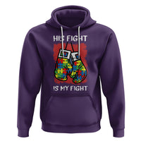 Autism Support Hoodie His Fight is My Fight Jigsaw Puzzle Boxing Gloves - Wonder Print Shop
