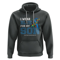 Autism Parents Hoodie I Wear Blue For My Son Family Support Puzzle Blue Ribbon - Wonder Print Shop