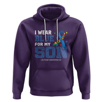 Autism Parents Hoodie I Wear Blue For My Son Family Support Puzzle Blue Ribbon - Wonder Print Shop