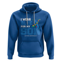 Autism Parents Hoodie I Wear Blue For My Son Family Support Puzzle Blue Ribbon - Wonder Print Shop