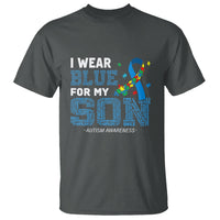 Autism Parents T Shirt I Wear Blue For My Son Family Support Puzzle Blue Ribbon - Wonder Print Shop