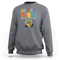 Autism Mom Sweatshirt Her Fight is My Fight Puzzle Raised Fist - Wonder Print Shop