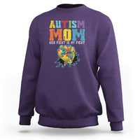 Autism Mom Sweatshirt Her Fight is My Fight Puzzle Raised Fist - Wonder Print Shop