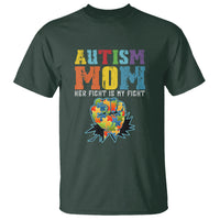 Autism Mom T Shirt Her Fight is My Fight Puzzle Raised Fist - Wonder Print Shop