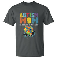 Autism Mom T Shirt Her Fight is My Fight Puzzle Raised Fist - Wonder Print Shop