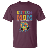 Autism Mom T Shirt Her Fight is My Fight Puzzle Raised Fist - Wonder Print Shop