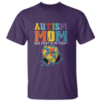 Autism Mom T Shirt Her Fight is My Fight Puzzle Raised Fist - Wonder Print Shop
