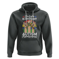 Autism Support Hoodie Her Fight is My Fight Together Puzzle Ribbon Raised Fists - Wonder Print Shop