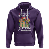Autism Support Hoodie Her Fight is My Fight Together Puzzle Ribbon Raised Fists - Wonder Print Shop