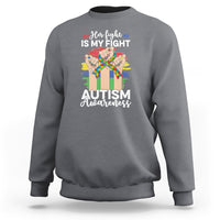 Autism Support Sweatshirt Her Fight is My Fight Together Puzzle Ribbon Raised Fists - Wonder Print Shop