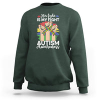 Autism Support Sweatshirt Her Fight is My Fight Together Puzzle Ribbon Raised Fists - Wonder Print Shop