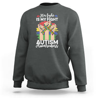 Autism Support Sweatshirt Her Fight is My Fight Together Puzzle Ribbon Raised Fists - Wonder Print Shop