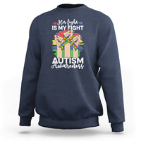 Autism Support Sweatshirt Her Fight is My Fight Together Puzzle Ribbon Raised Fists - Wonder Print Shop