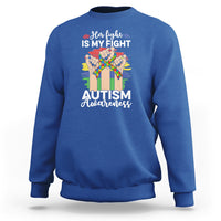 Autism Support Sweatshirt Her Fight is My Fight Together Puzzle Ribbon Raised Fists - Wonder Print Shop