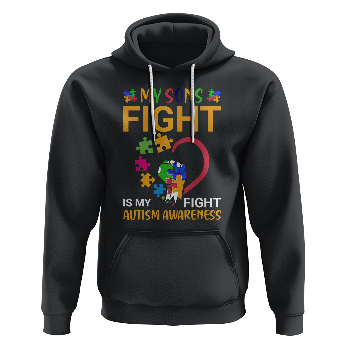 Autism Parents Hoodie My Son Fight is My Fight Jigsaw Puzzle - Wonder Print Shop