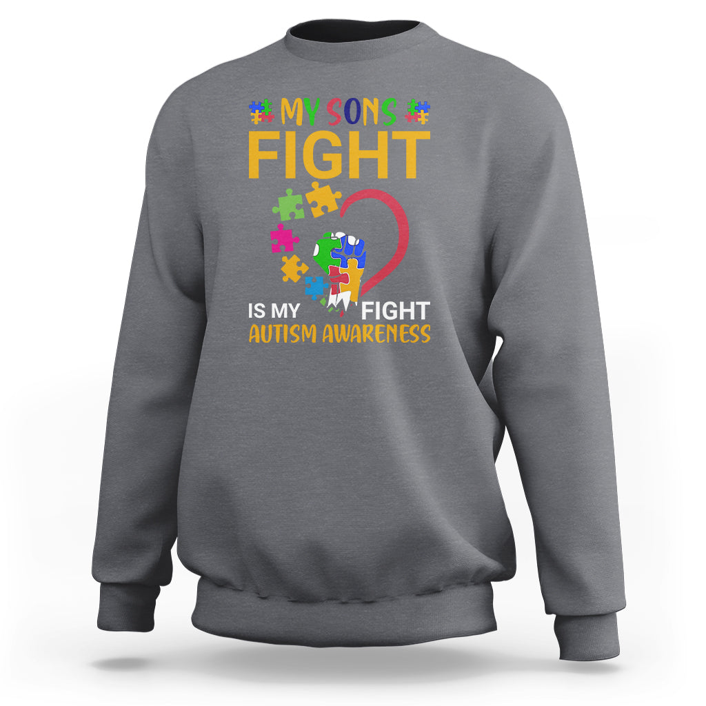 Autism Parents Sweatshirt My Son Fight is My Fight Jigsaw Puzzle - Wonder Print Shop