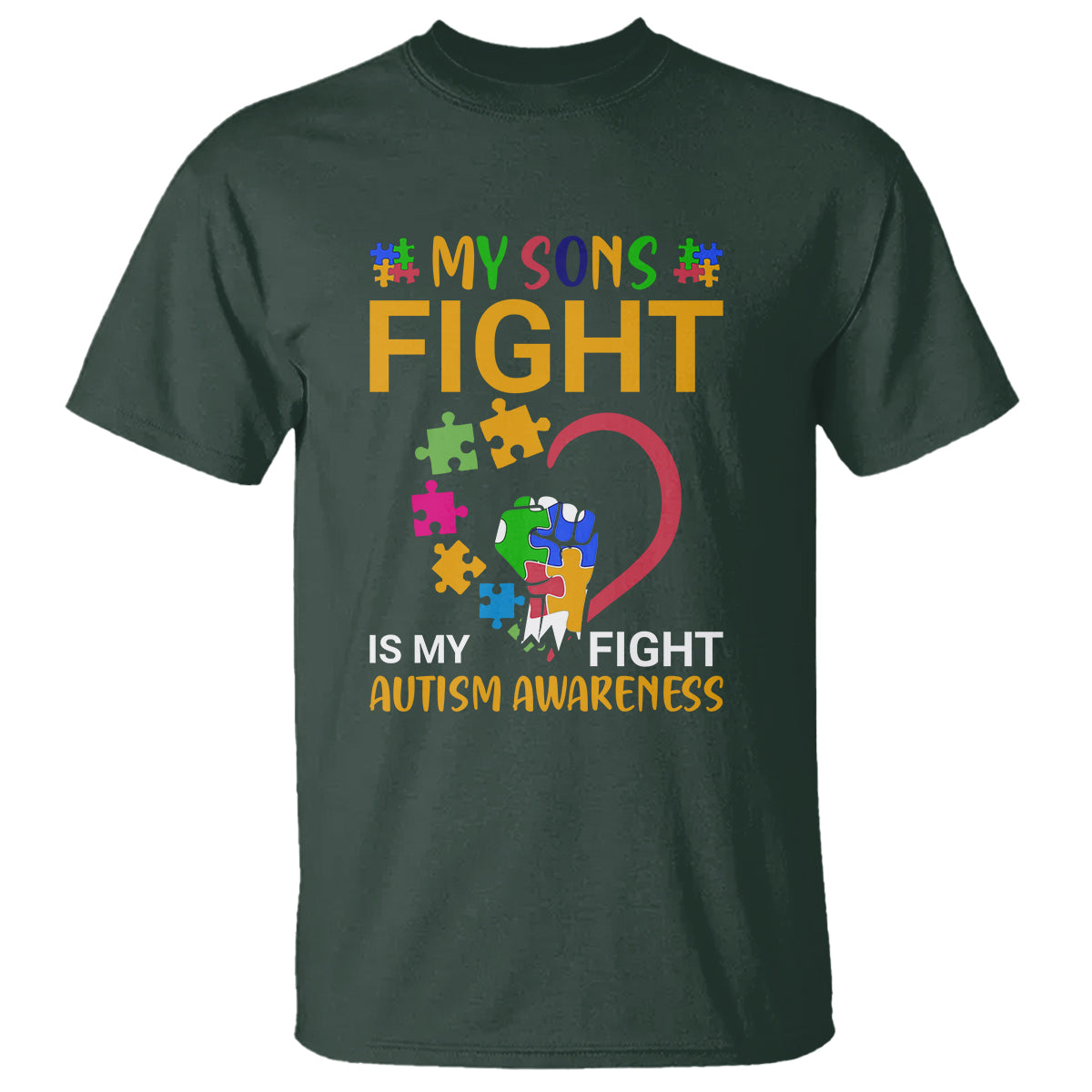 Autism Parents T Shirt My Son Fight is My Fight Jigsaw Puzzle - Wonder Print Shop