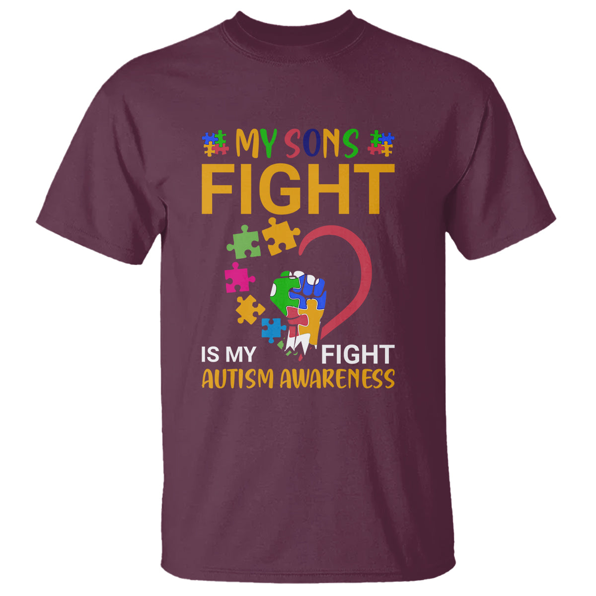Autism Parents T Shirt My Son Fight is My Fight Jigsaw Puzzle - Wonder Print Shop
