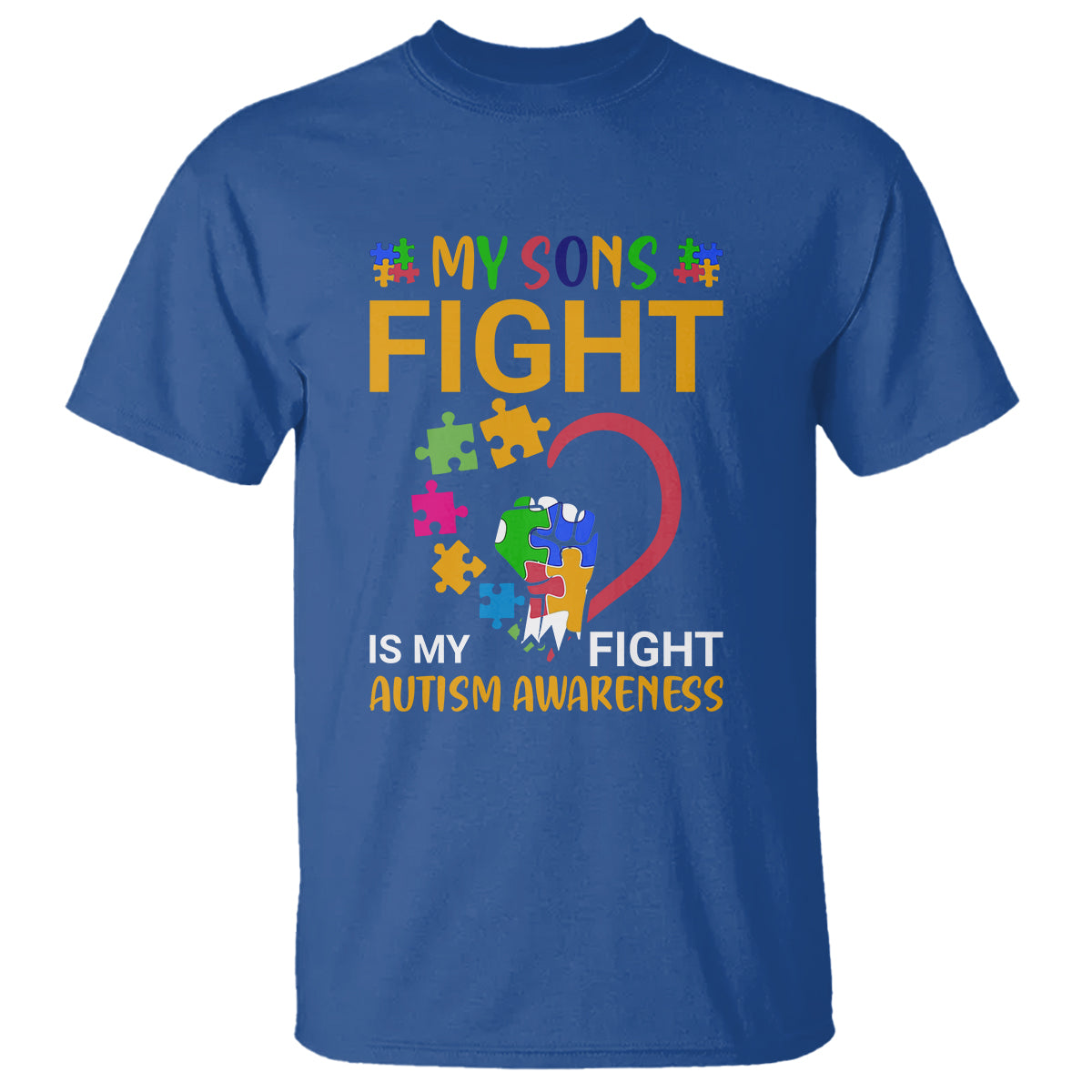 Autism Parents T Shirt My Son Fight is My Fight Jigsaw Puzzle - Wonder Print Shop