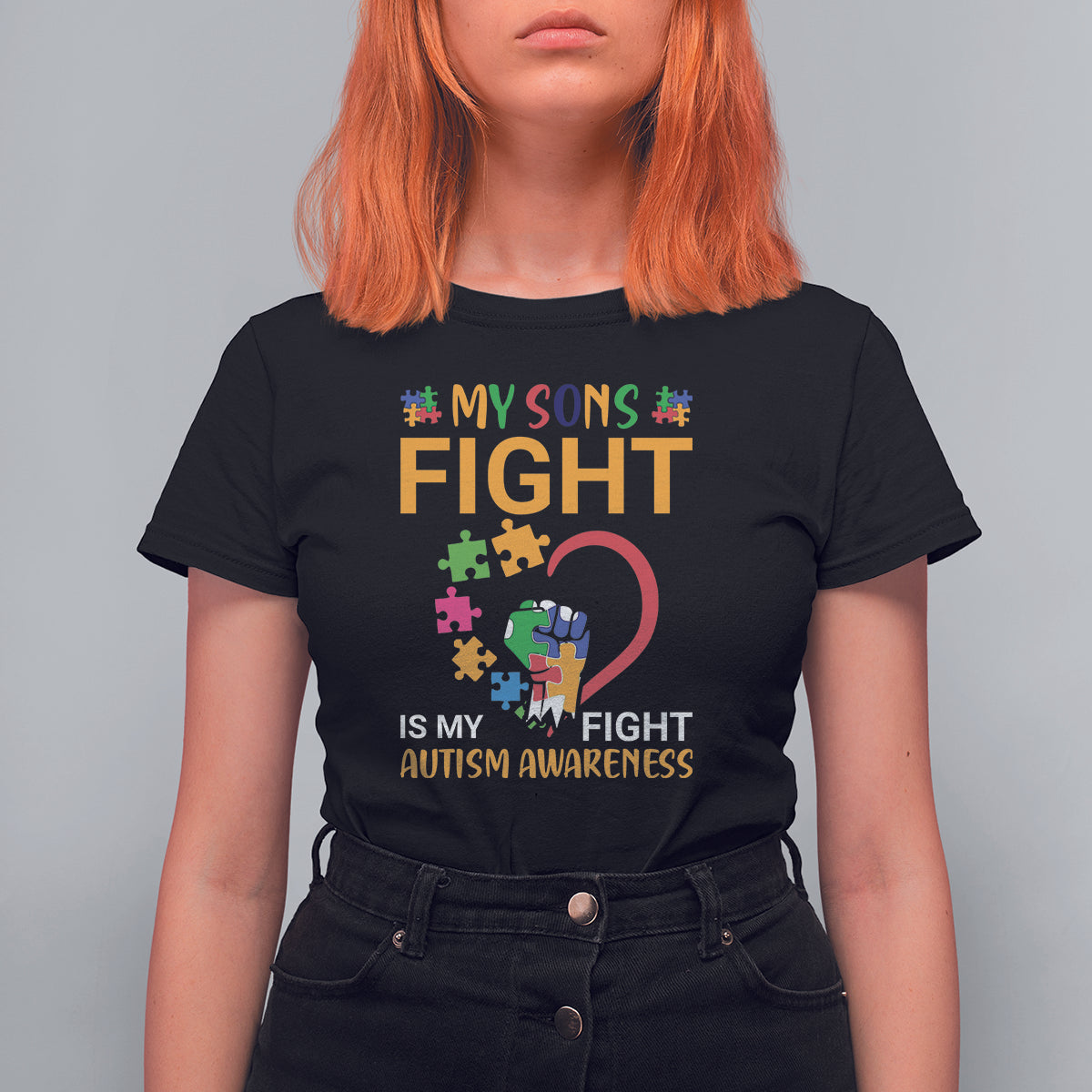Autism Parents T Shirt For Women My Son Fight is My Fight Jigsaw Puzzle - Wonder Print Shop