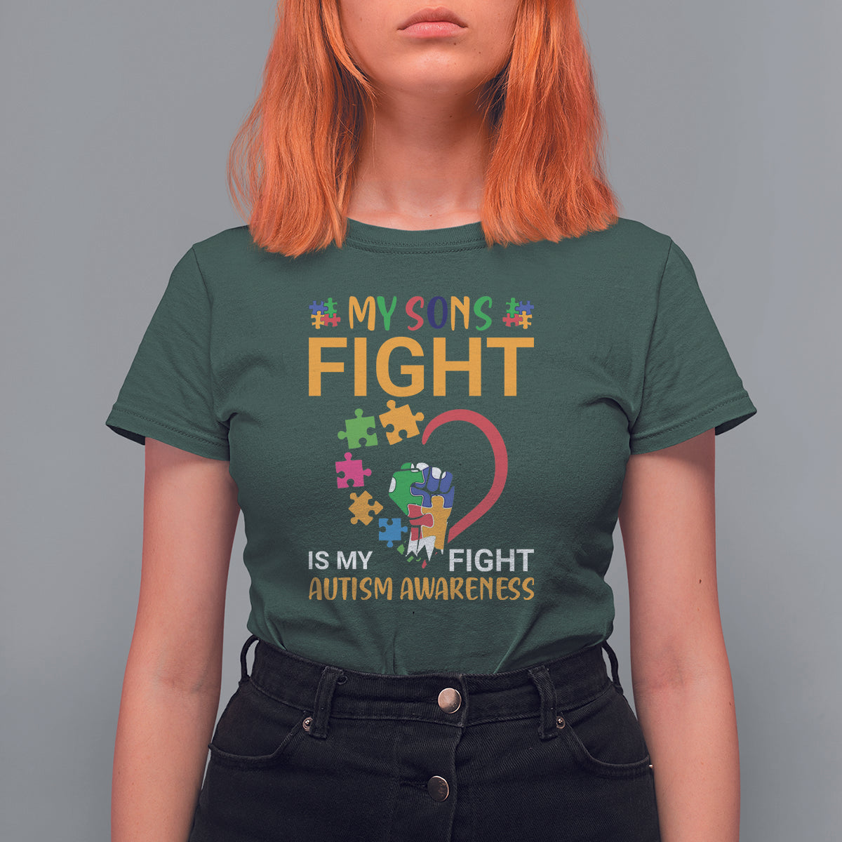 Autism Parents T Shirt For Women My Son Fight is My Fight Jigsaw Puzzle - Wonder Print Shop