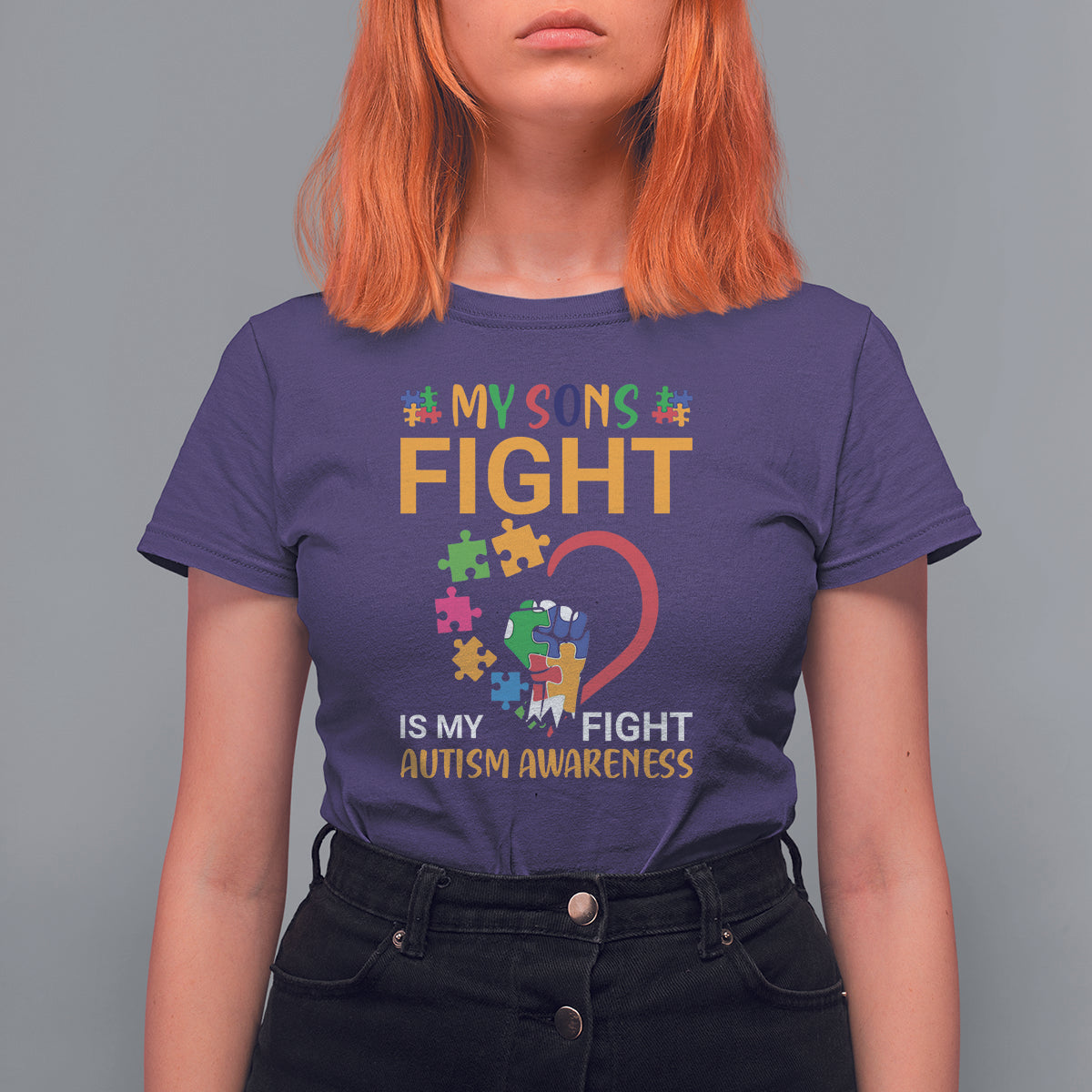 Autism Parents T Shirt For Women My Son Fight is My Fight Jigsaw Puzzle - Wonder Print Shop