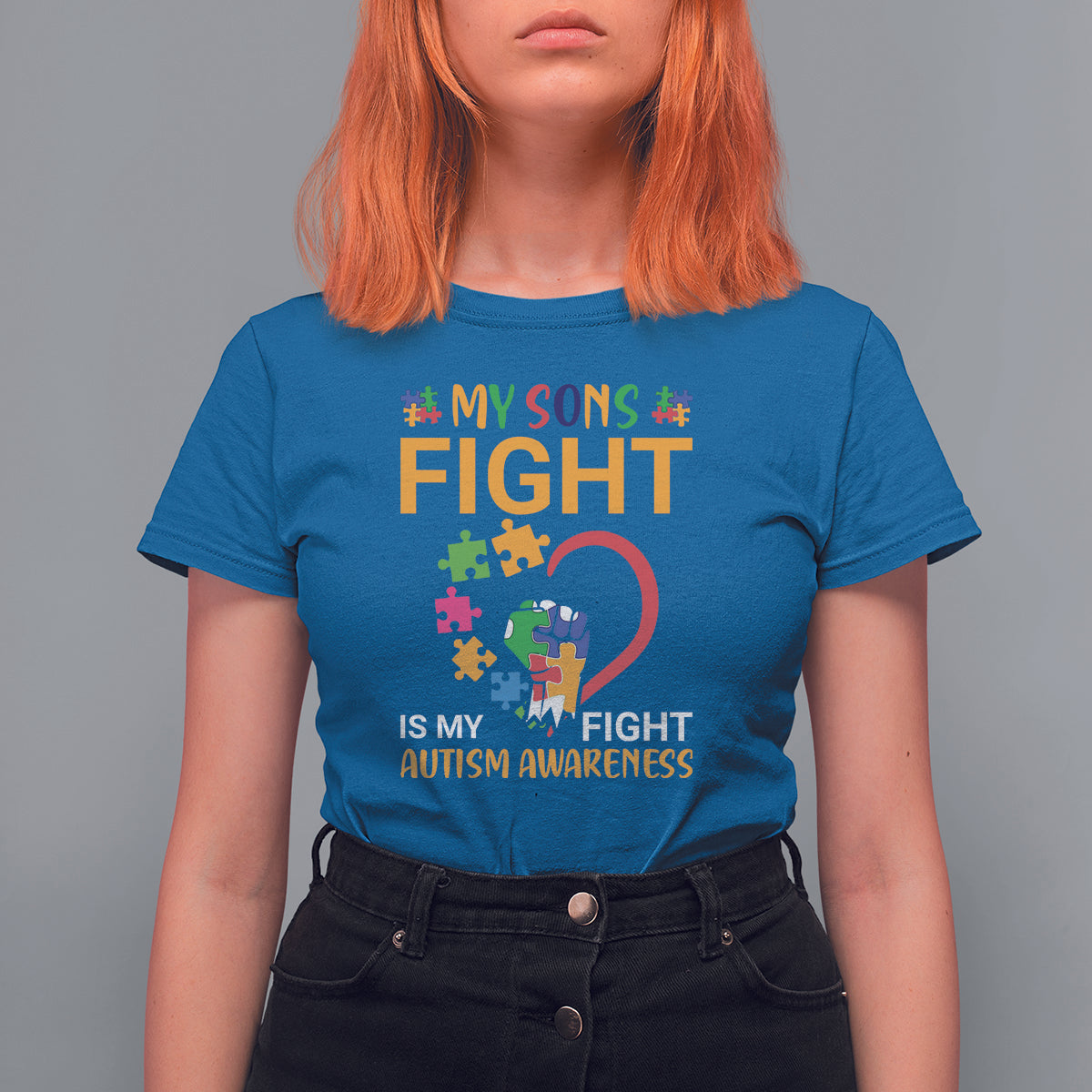 Autism Parents T Shirt For Women My Son Fight is My Fight Jigsaw Puzzle - Wonder Print Shop