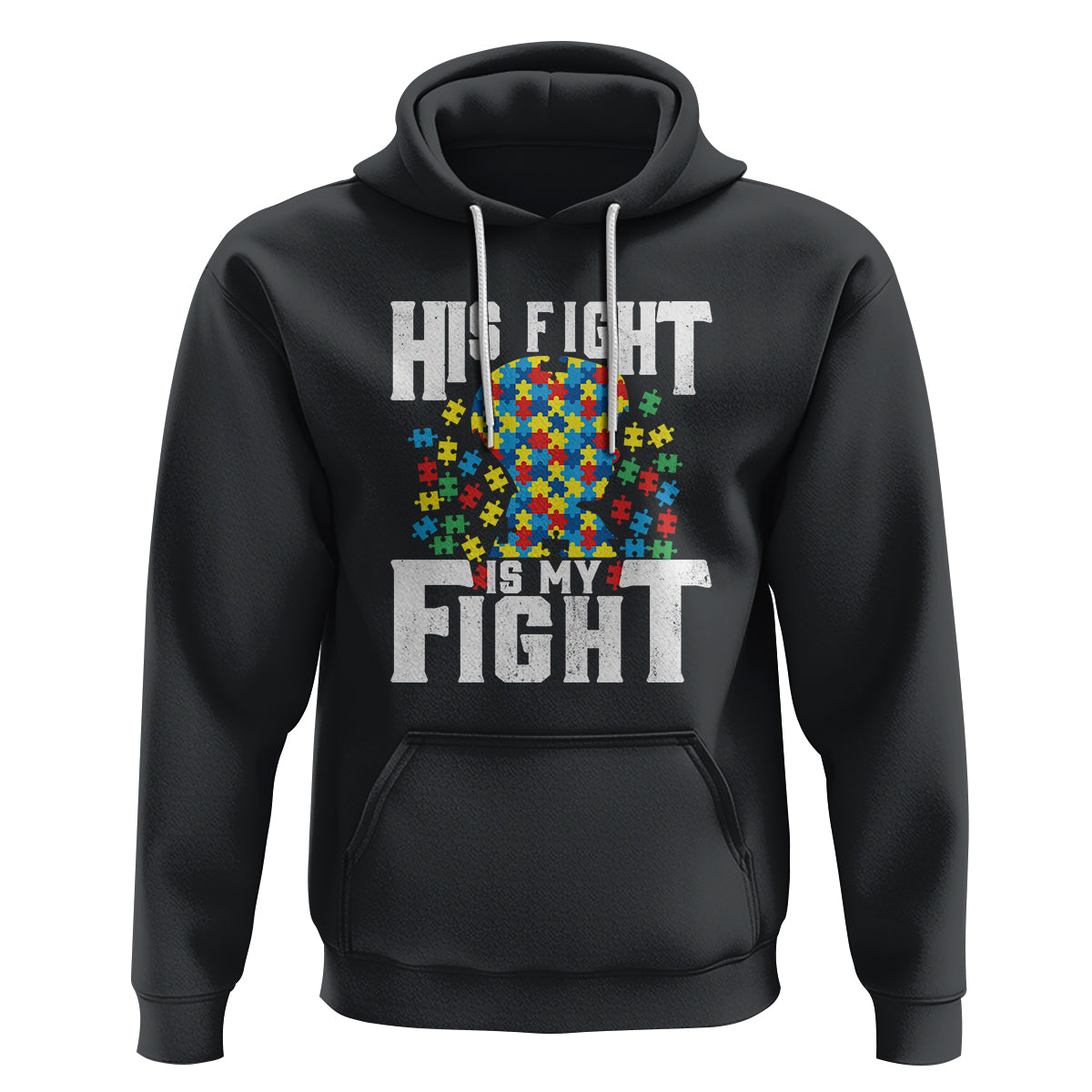 Autism Support Hoodie His Fight is My Fight Jig Saw Puzzle Boy - Wonder Print Shop