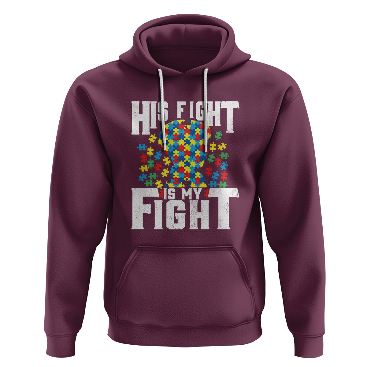 Autism Support Hoodie His Fight is My Fight Jig Saw Puzzle Boy - Wonder Print Shop