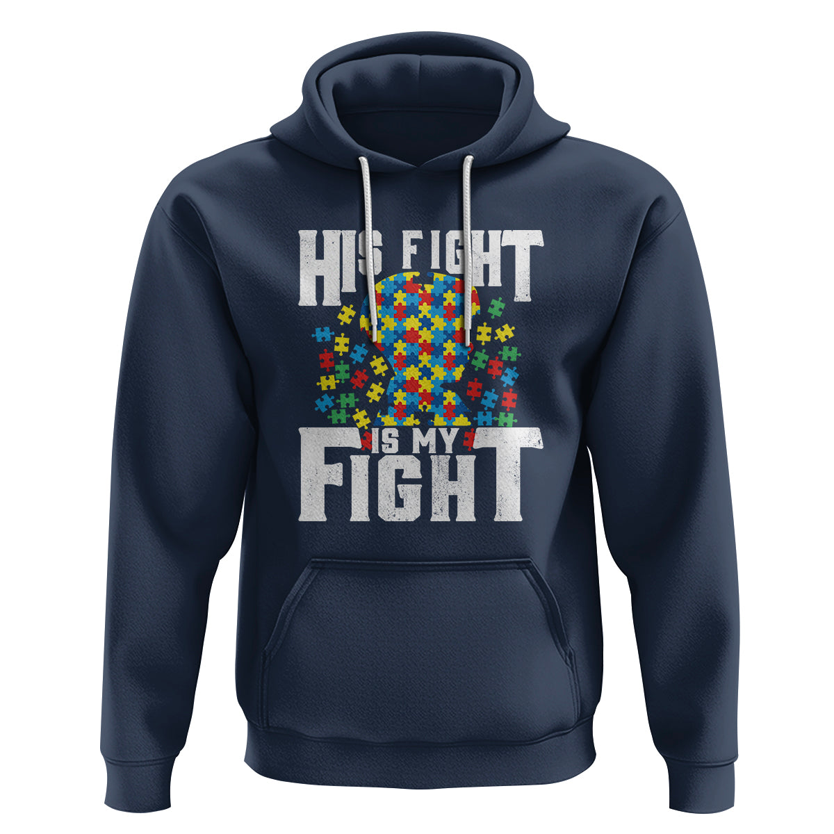 Autism Support Hoodie His Fight is My Fight Jig Saw Puzzle Boy - Wonder Print Shop