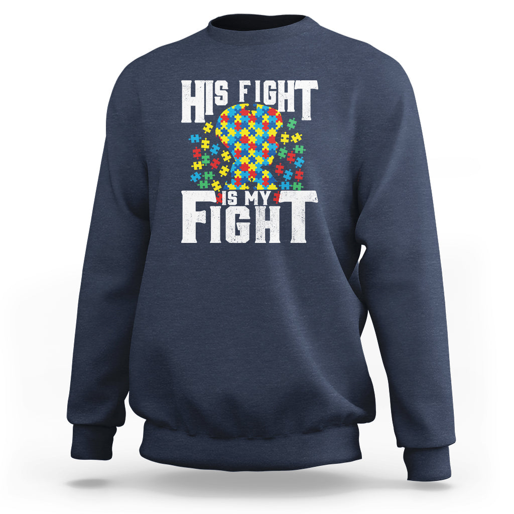 Autism Support Sweatshirt His Fight is My Fight Jig Saw Puzzle Boy - Wonder Print Shop