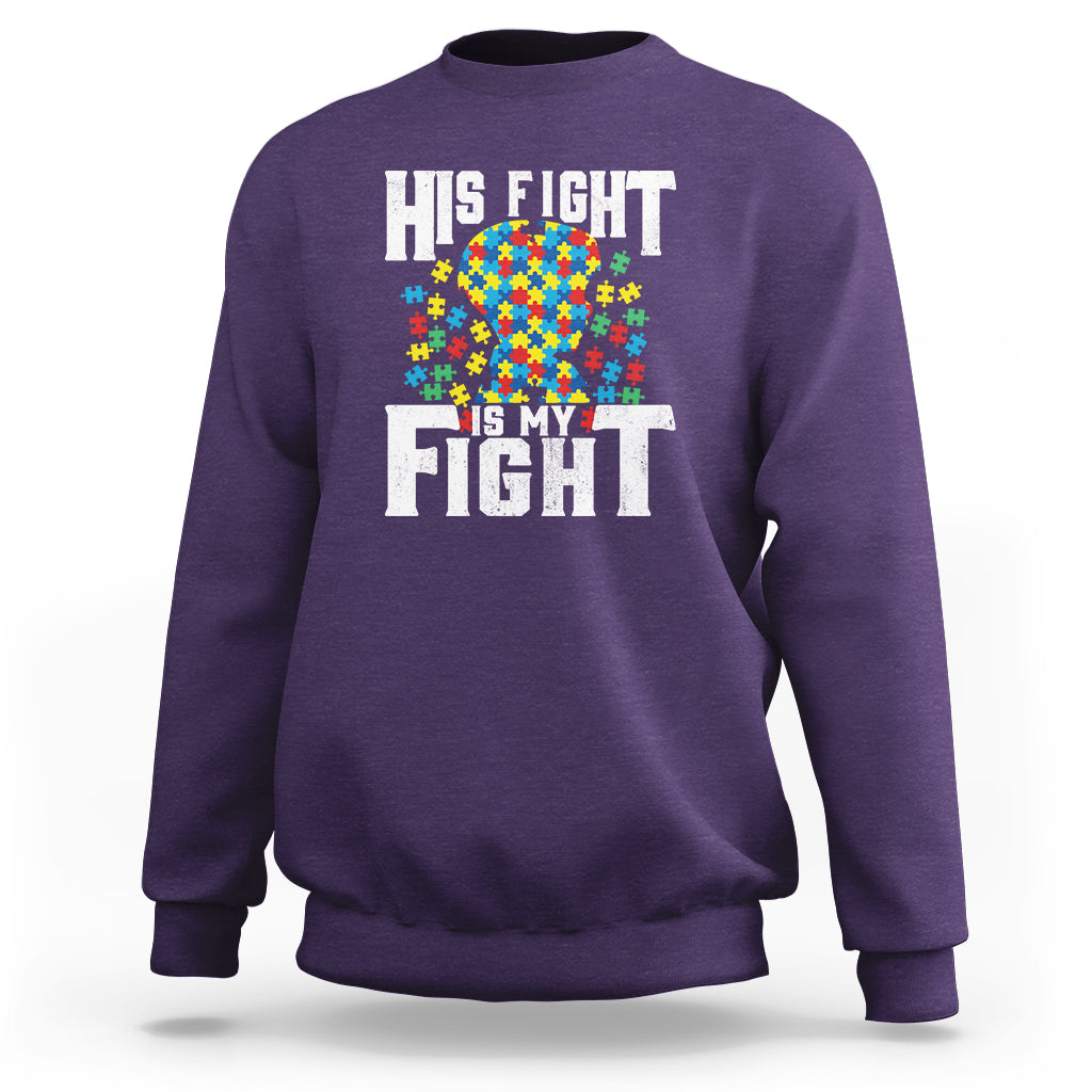 Autism Support Sweatshirt His Fight is My Fight Jig Saw Puzzle Boy - Wonder Print Shop