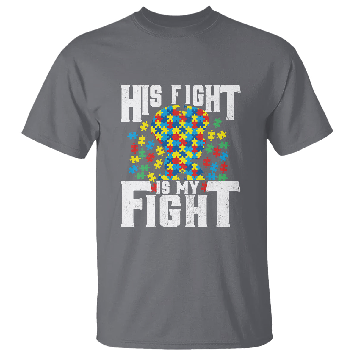Autism Support T Shirt His Fight is My Fight Jig Saw Puzzle Boy - Wonder Print Shop