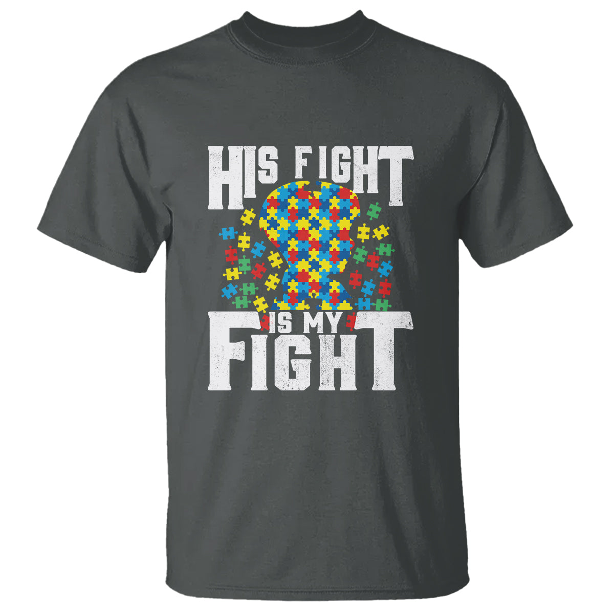 Autism Support T Shirt His Fight is My Fight Jig Saw Puzzle Boy - Wonder Print Shop