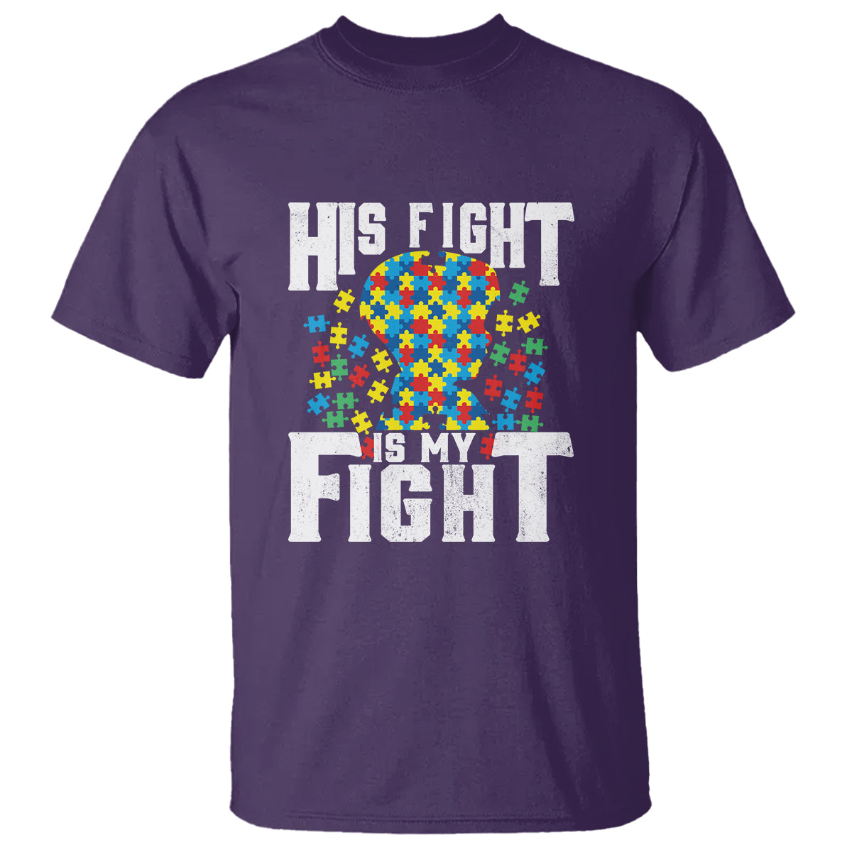 Autism Support T Shirt His Fight is My Fight Jig Saw Puzzle Boy - Wonder Print Shop