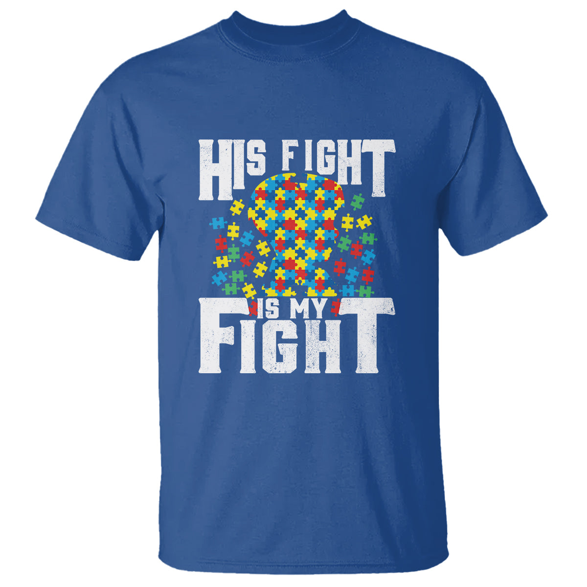 Autism Support T Shirt His Fight is My Fight Jig Saw Puzzle Boy - Wonder Print Shop