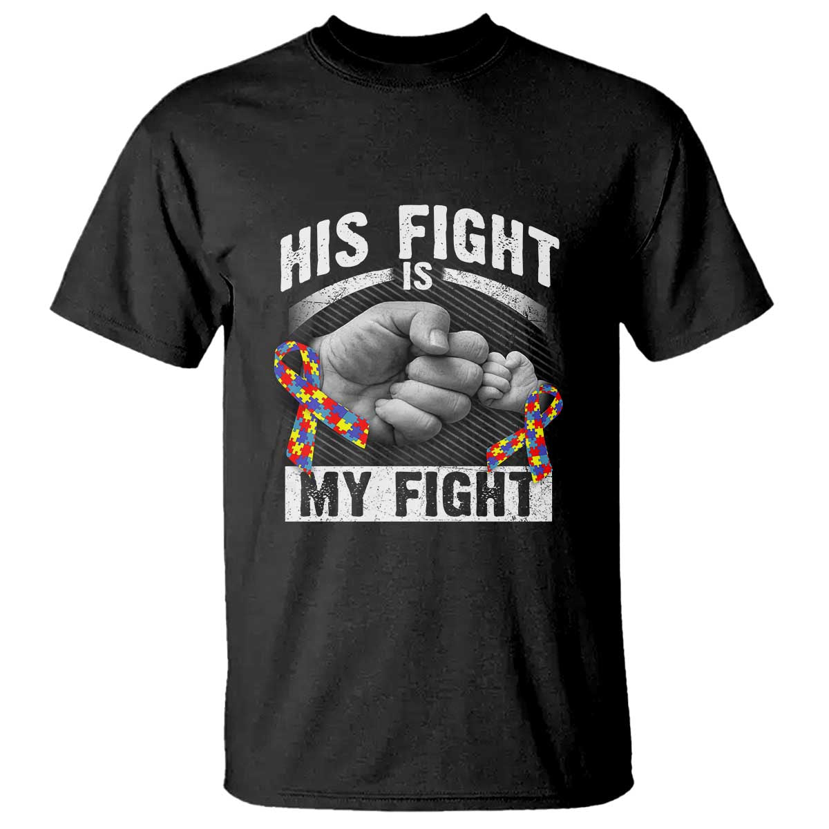 Autism Support T Shirt Her Fight Is My Fight Fighters Fist Bump - Wonder Print Shop