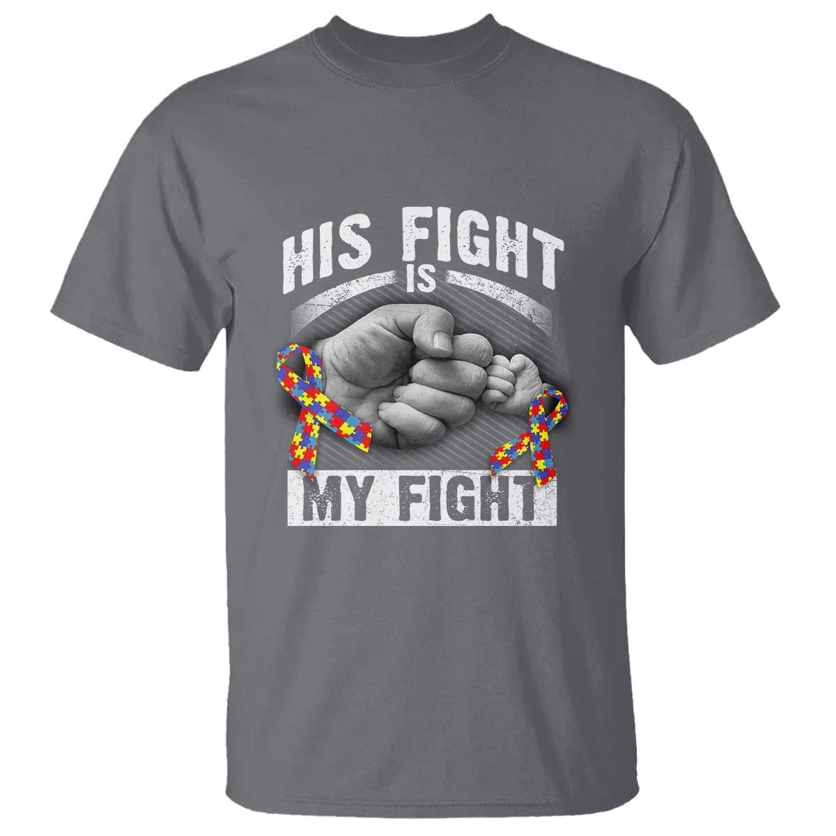 Autism Support T Shirt Her Fight Is My Fight Fighters Fist Bump - Wonder Print Shop