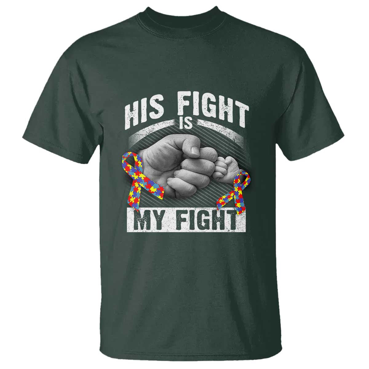 Autism Support T Shirt Her Fight Is My Fight Fighters Fist Bump - Wonder Print Shop