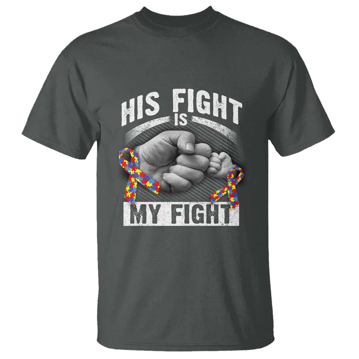 Autism Support T Shirt Her Fight Is My Fight Fighters Fist Bump - Wonder Print Shop