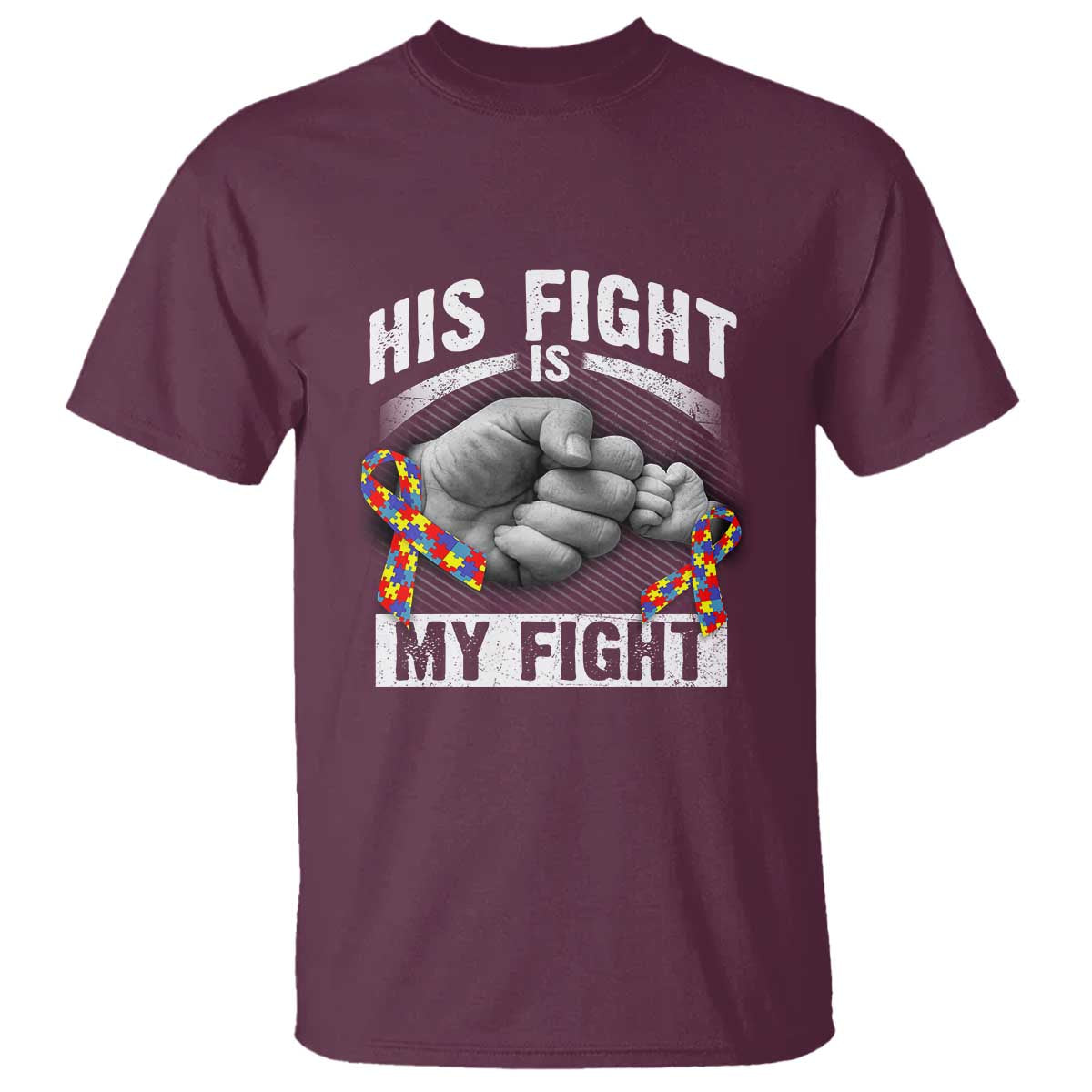 Autism Support T Shirt Her Fight Is My Fight Fighters Fist Bump - Wonder Print Shop