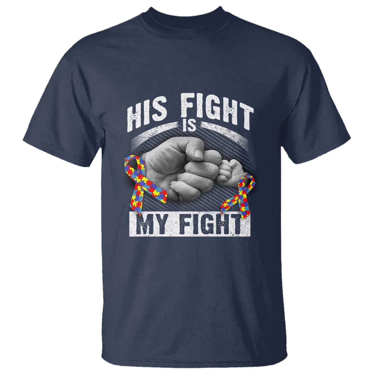 Autism Support T Shirt Her Fight Is My Fight Fighters Fist Bump - Wonder Print Shop
