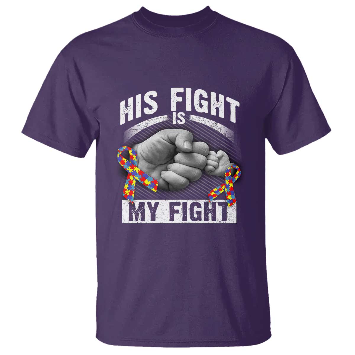 Autism Support T Shirt Her Fight Is My Fight Fighters Fist Bump - Wonder Print Shop