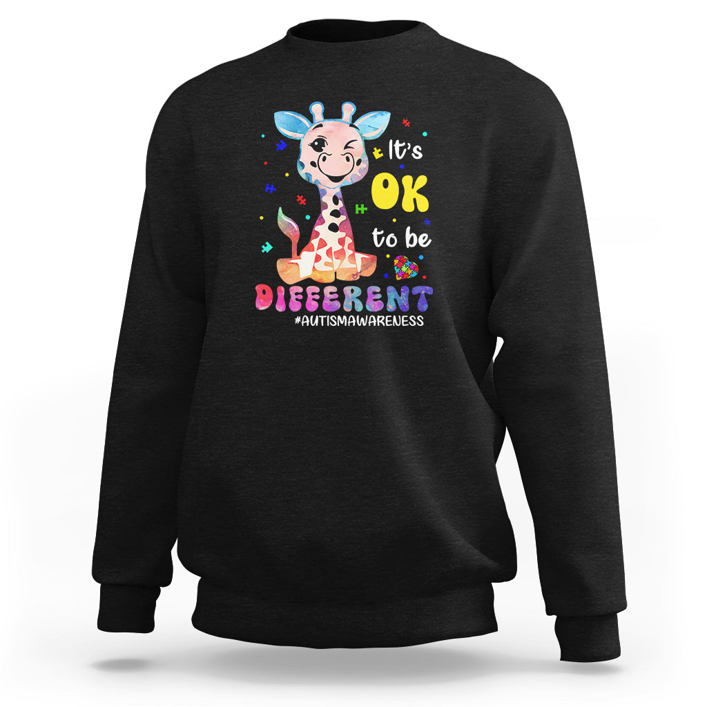 Cute Giraffe Autism Sweatshirt It's Ok To Be Different - Wonder Print Shop