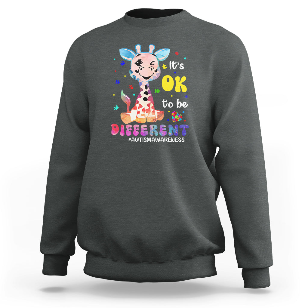 Cute Giraffe Autism Sweatshirt It's Ok To Be Different - Wonder Print Shop