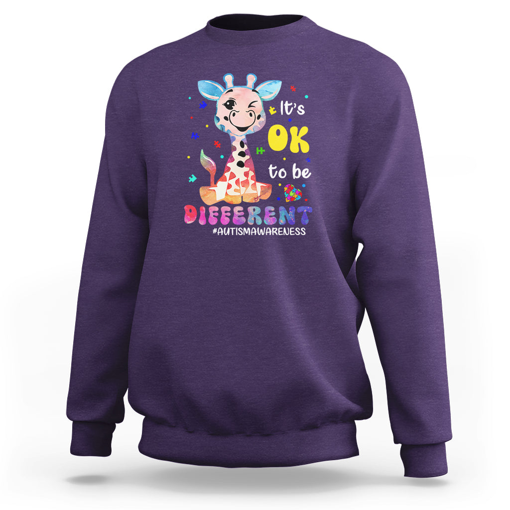 Cute Giraffe Autism Sweatshirt It's Ok To Be Different - Wonder Print Shop