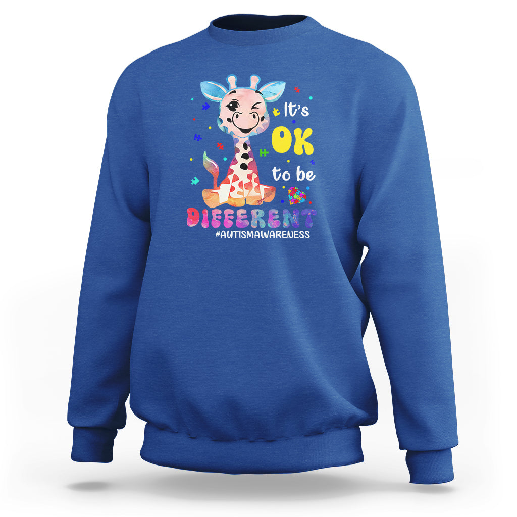Cute Giraffe Autism Sweatshirt It's Ok To Be Different - Wonder Print Shop