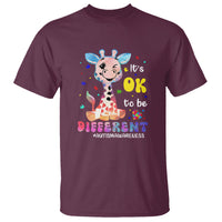 Cute Giraffe Autism T Shirt It's Ok To Be Different - Wonder Print Shop